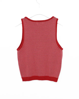 U-neck striped knit tank top