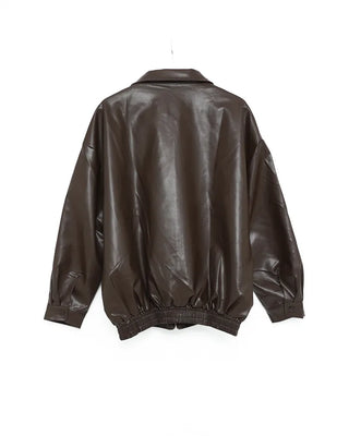Loose-fit leather jacket