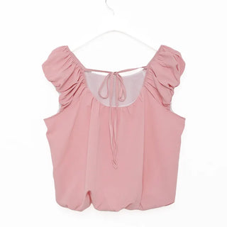 Back ribbon shirred blouse