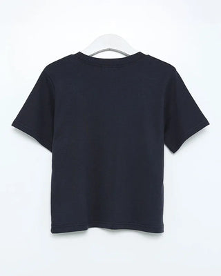 Semi-cropped short-sleeve T-shirt