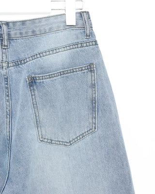 Washed design wide denim pants