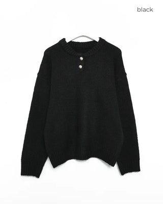 Henley neck round long knit