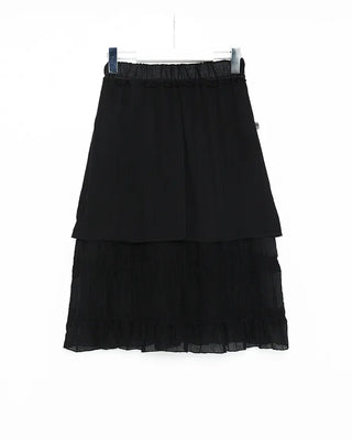 Sheer ruffle layered midi skirt