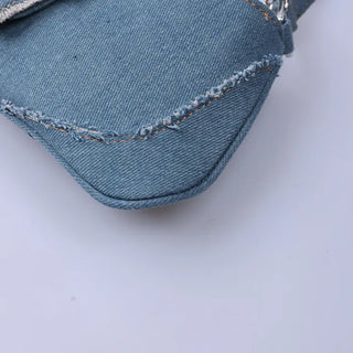 Denim buckle shoulder bag