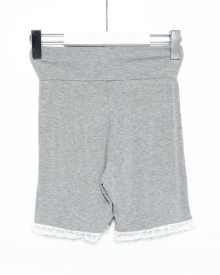 Lace hem short ribbed leggings pants