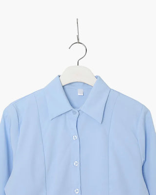 Crop Basic Long Sleeve Shirt