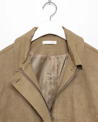 Point button zip fly suede blouson