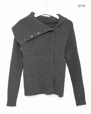 Big collar ribbed knit