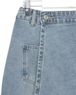 Washed wrap wide denim