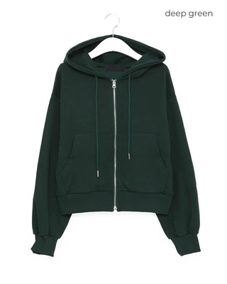 Cropped double-zip hoodie