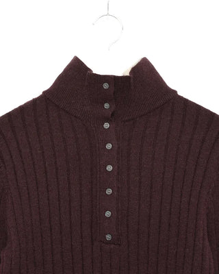 High-neck layered button knit