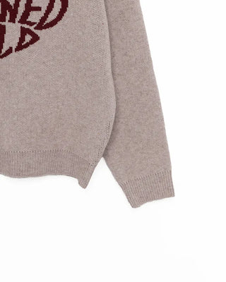 (Unisex) Heart Lettering Round Neck Knit
