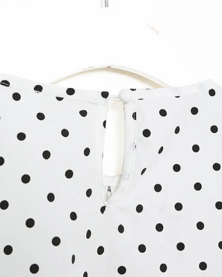 Dot pattern shirred short-sleeved dress