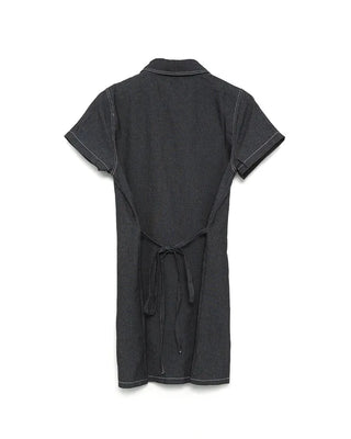 Rear Ribbon Denim Mini Dress