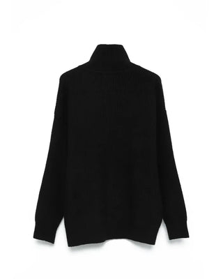 (Unisex) High-neck button-up ribbed cardigan