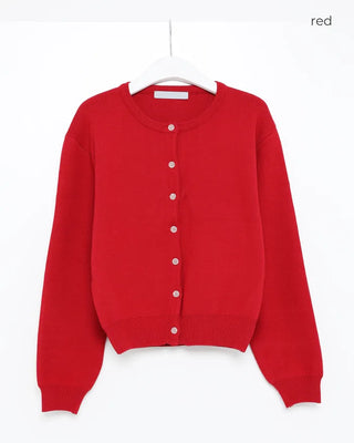 Wool round neck cardigan