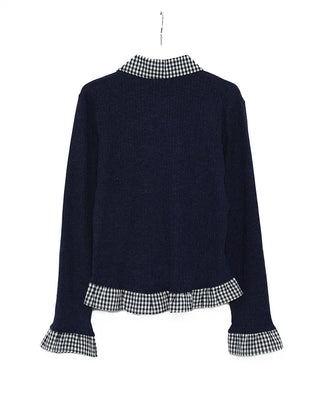 Checked knit cardigan