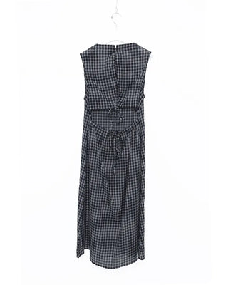 Backless long check dress