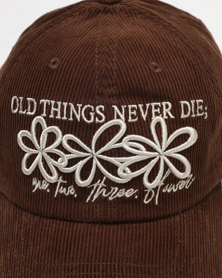 Triple Flower Stitch Corduroy Cap