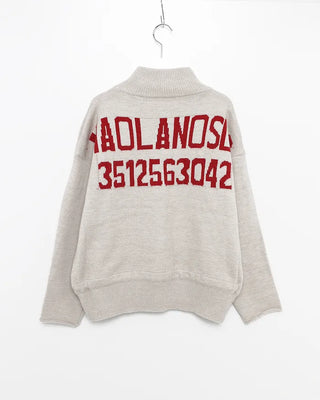 High-neck half-zip waist string sweater