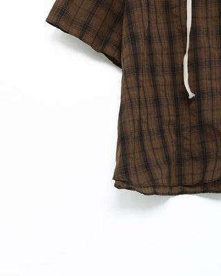 (Unisex) Check Hooded Short-Sleeve Shirt