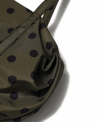 Outer pocket side gathered polka dot Boston bag