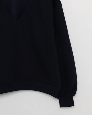Brushed fleece deep V-neck sweatshirt