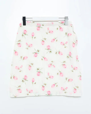 Vintage rose pattern midi skirt