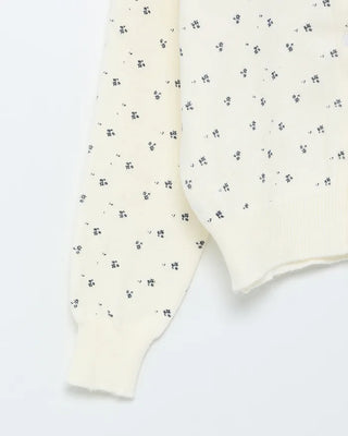 Floral print round neck cardigan