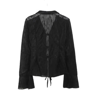 Lace sheer color cardigan