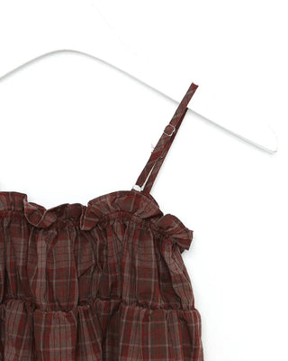 Tiered check sleeveless dress