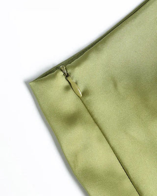 Simple satin trappé mini skirt