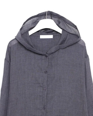 Cotton blend hooded shirt