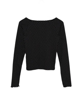 Scalloped Cuff Dot Long T-Shirt