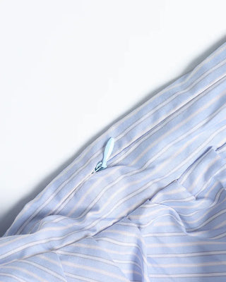 Striped half-moon shirred bag