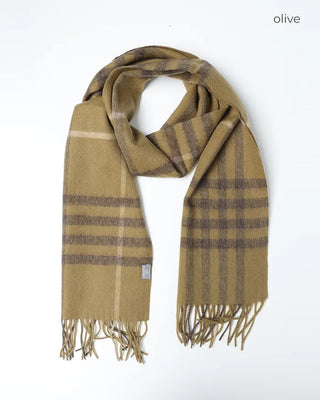 Checked wool blend scarf