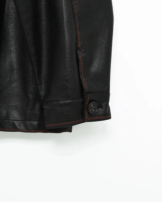 (Unisex) Washed Vintage Half Leather Jacket