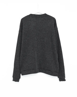Stand-collar ribbed cardigan
