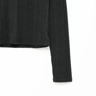 Ribbed 4-button round long sleeve