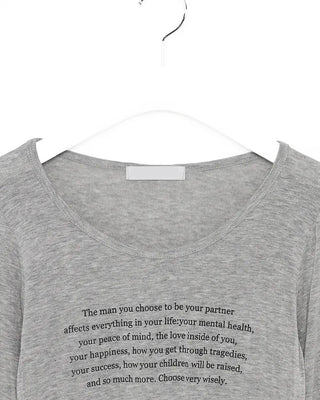 Lettering Cropped Long-Sleeve T-Shirt