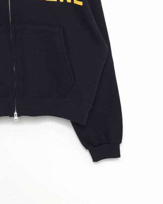 (Unisex) Lettering Double Zip Fleece-Lined Hoodie