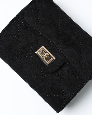Suede quilted mini chain bag