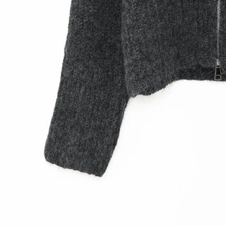 Double-zip ribbed cardigan