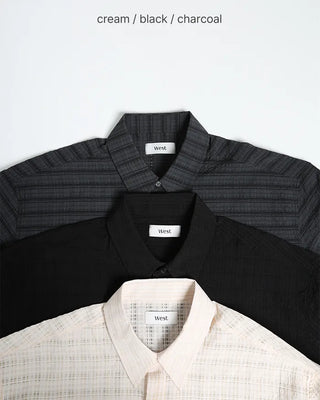 (Unisex) One-Pocket See-Through Check Shirt