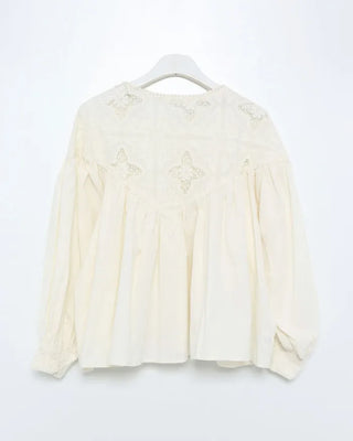 Jacquard lace balloon flare blouse