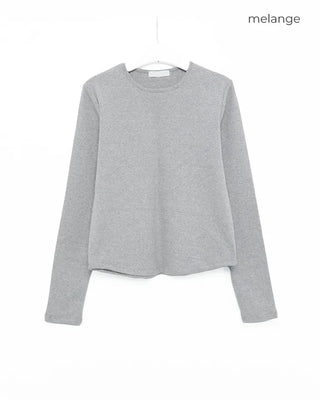 Round hem cotton long t-shirt