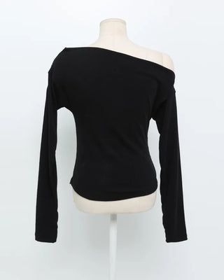 Asymmetrical Shoulder Shirring T-Shirt