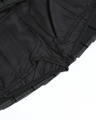 Striped button pleated mini skirt