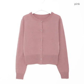Round neck cropped knit cardigan