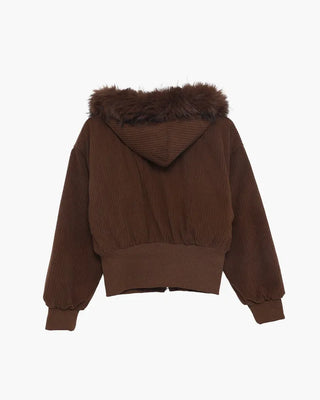 Corduroy Fur Hooded Zip